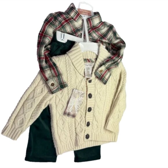 Tommy Bahama Infant Boys 3 Piece Holiday Sweater Shirt Pants Set - Picture 1 of 7